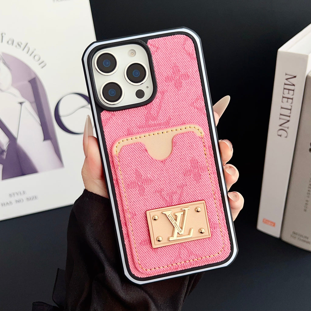 Lv Iphone Case Denim Card Holder For 12-16 Pro Max