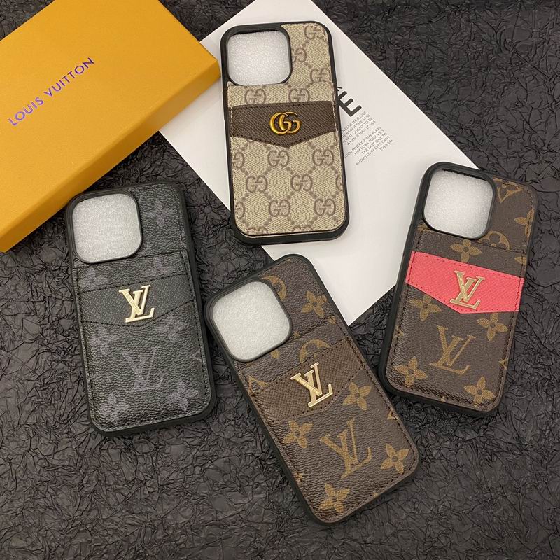 Luxury Leather Lv Phone Case Style Card Holder For Iphone 16 15 14 13 Pro Max Plus