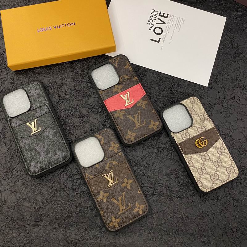 Luxury Leather Lv Phone Case Style Card Holder For Iphone 16 15 14 13 Pro Max Plus