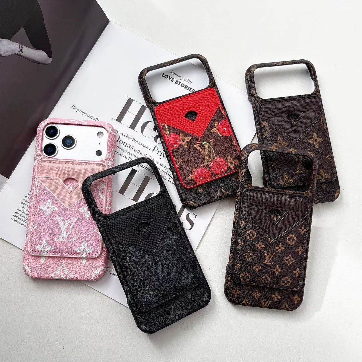 Lv Magsafe Magnet Card Holder Phone Case For Iphone 13-17 / Pro / Pro Max / Plus / Air