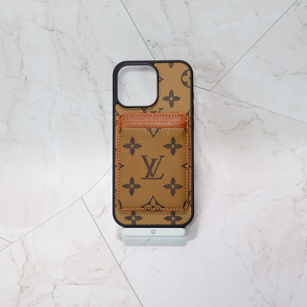 Louis V Magsafe Iphone Case Card Holder For 12-16 Pro Max Plus