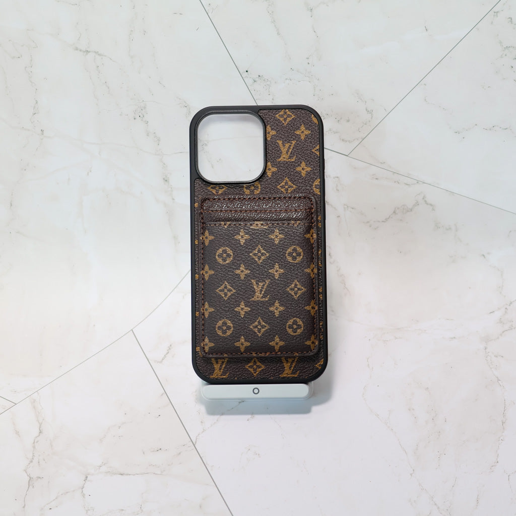 Louis V Magsafe Iphone Case Card Holder For 12-16 Pro Max Plus