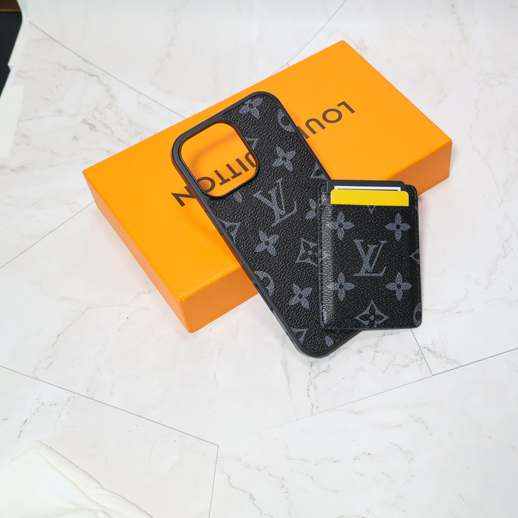 Louis V Magsafe Iphone Case Card Holder For 12-16 Pro Max Plus
