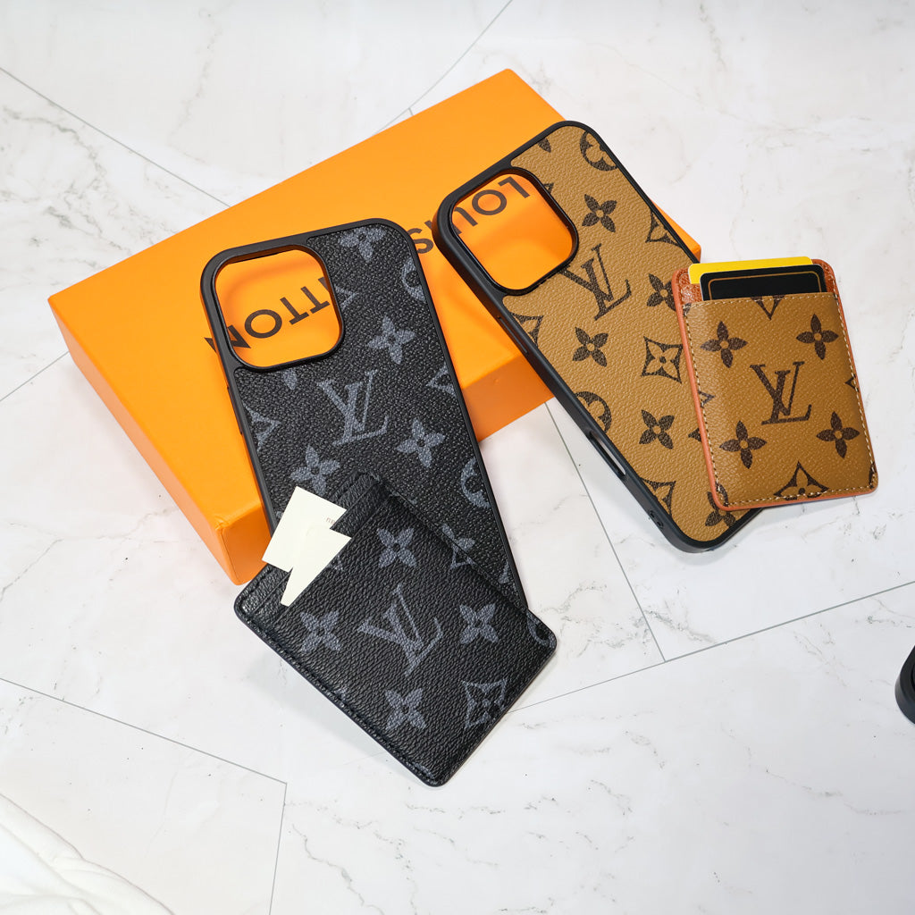 Louis V Magsafe Iphone Case Card Holder For 12-16 Pro Max Plus