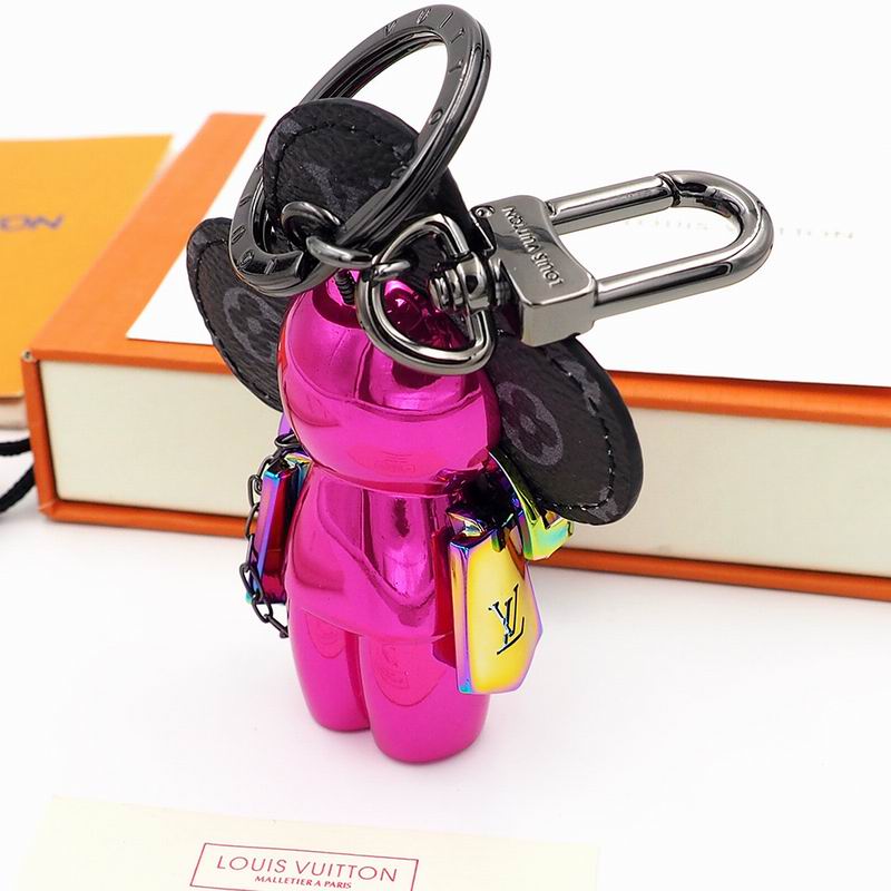 Rear view of pink Vivienne keychain showing miniature bag detail