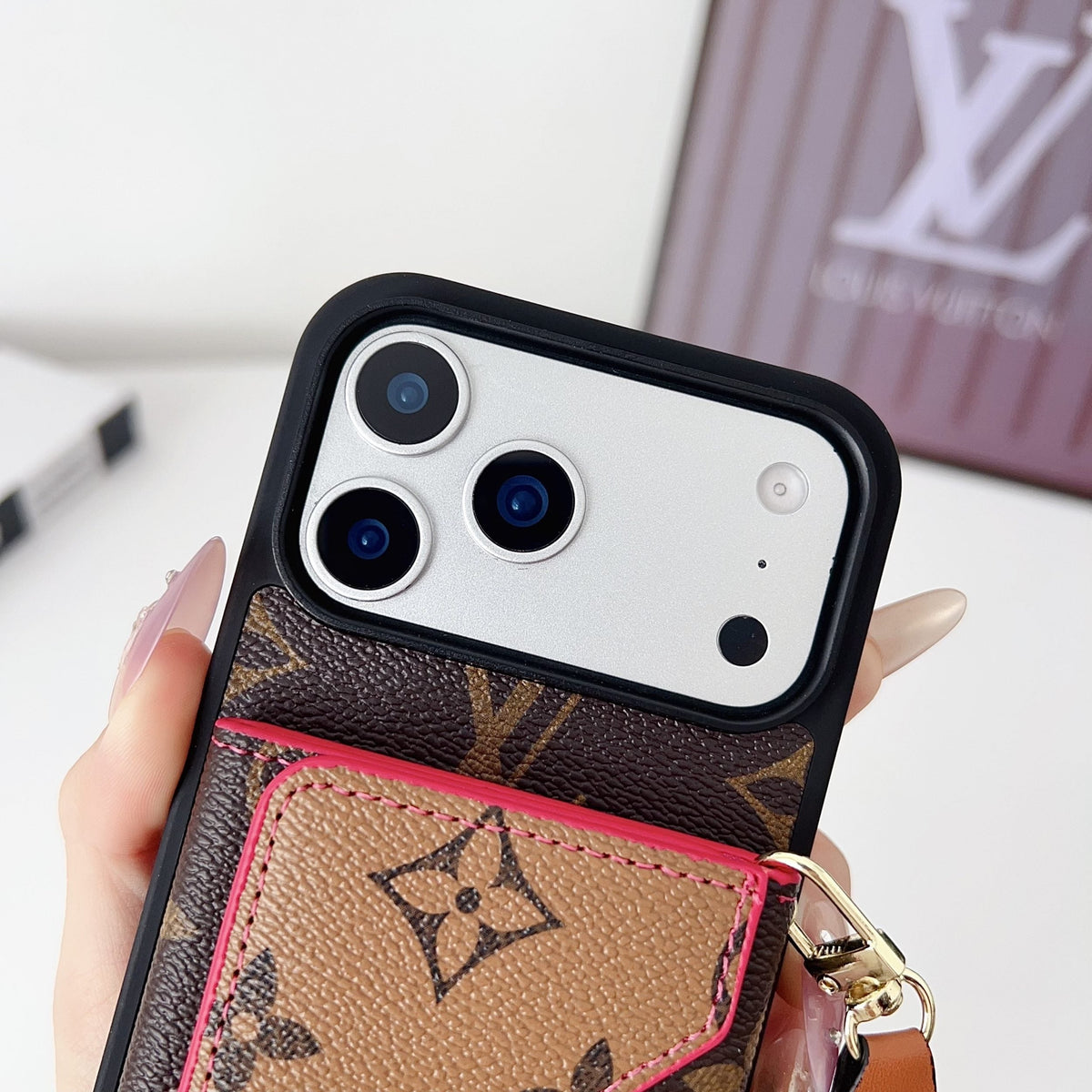 Multicolor Lv Monogram Crossbody Wallet Case For 13-17 / Pro / Pro Max