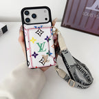 Multicolor Lv Monogram Crossbody Wallet Case For 13-17 / Pro / Pro Max