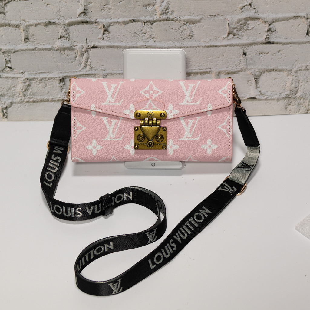 Lv Iphone Case Pink Monogram Crossbody Wallet For 17/ Pro/ Pro Max/ Air