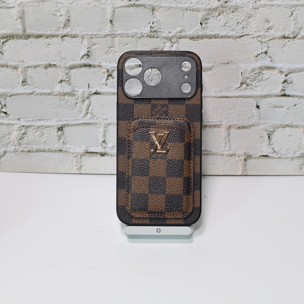 Lv Style Card Holder Phone Case For Iphone 12-17 / Pro / Pro Max / Plus