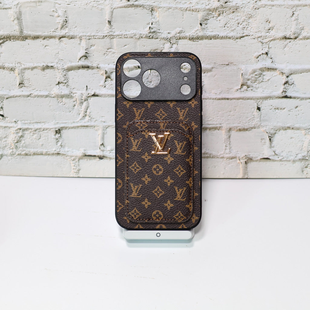 Lv Style Card Holder Phone Case For Iphone 12-17 / Pro / Pro Max / Plus