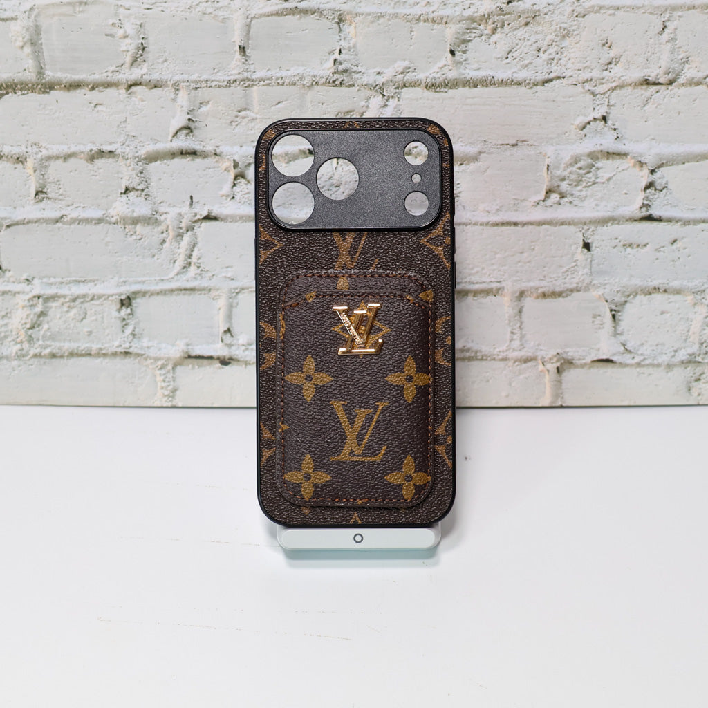 Lv Style Card Holder Phone Case For Iphone 12-17 / Pro / Pro Max / Plus