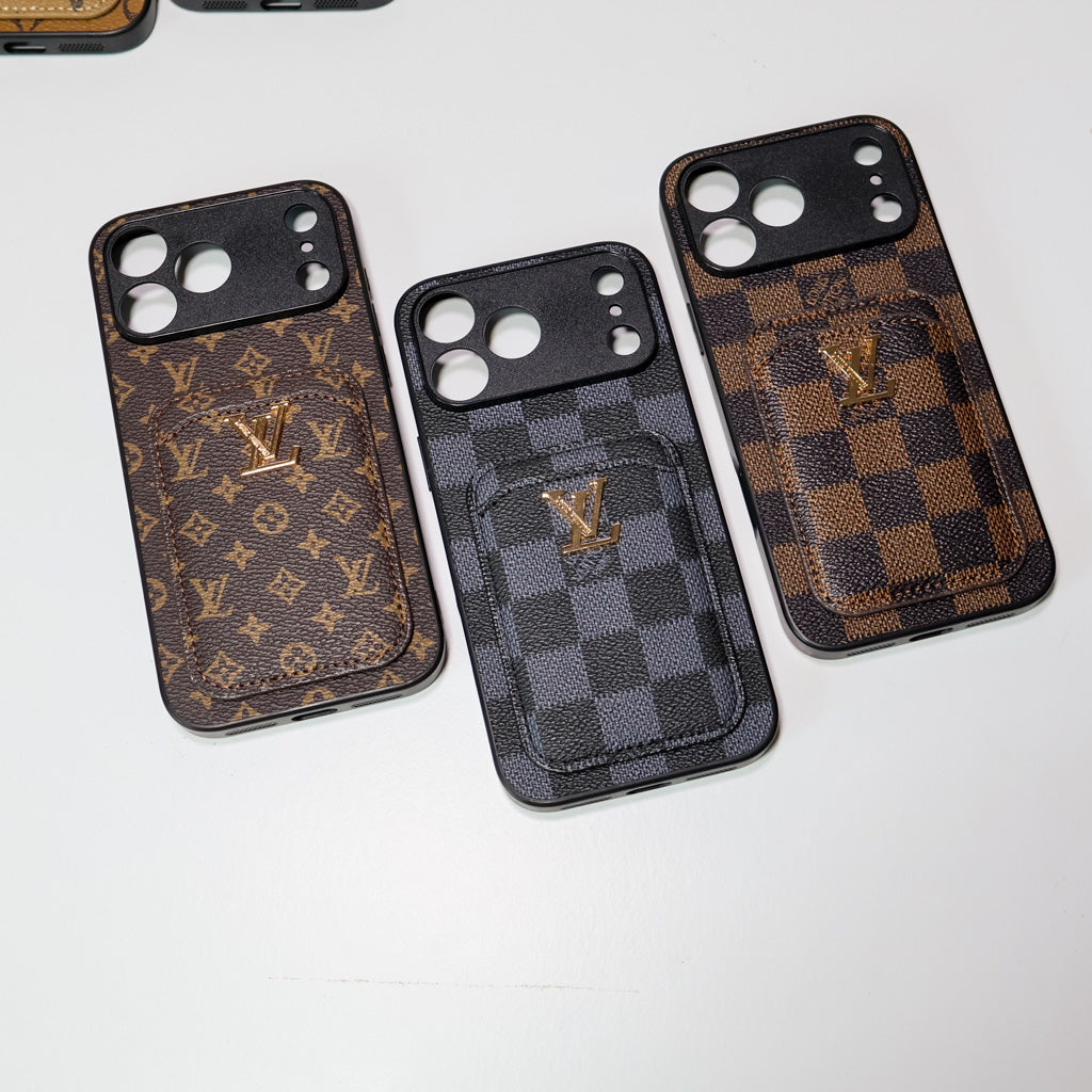 Lv Style Card Holder Phone Case For Iphone 12-17 / Pro / Pro Max / Plus