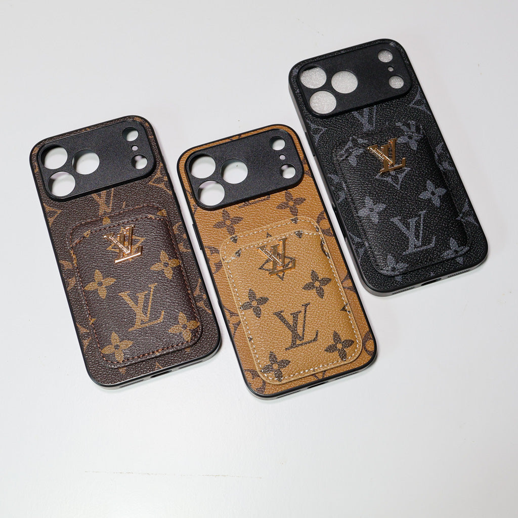 Lv Style Card Holder Phone Case For Iphone 12-17 / Pro / Pro Max / Plus