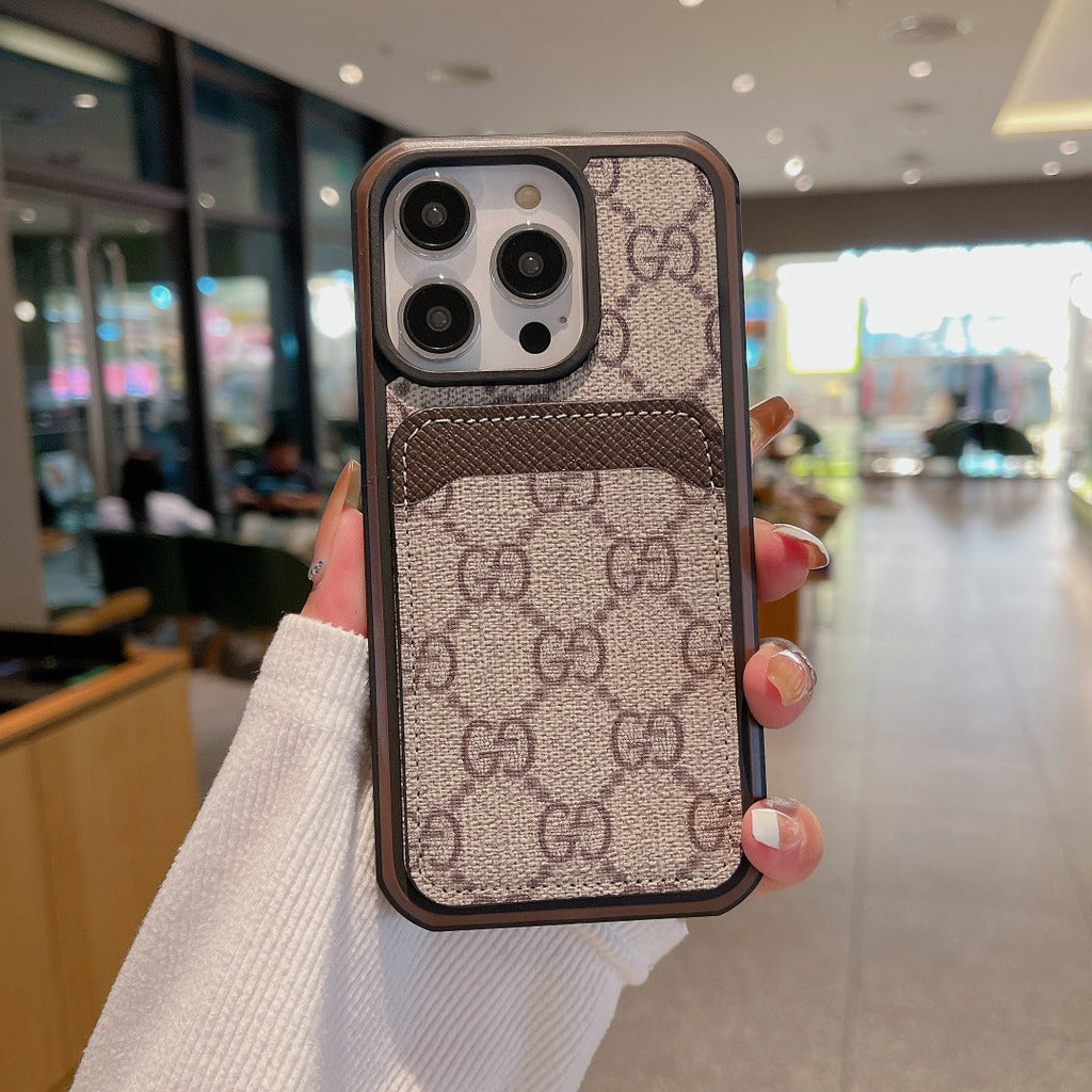 Luxury Leather Lv Iphone 16 / 15 / Pro / Max / Plus / Case Monogram Pattern