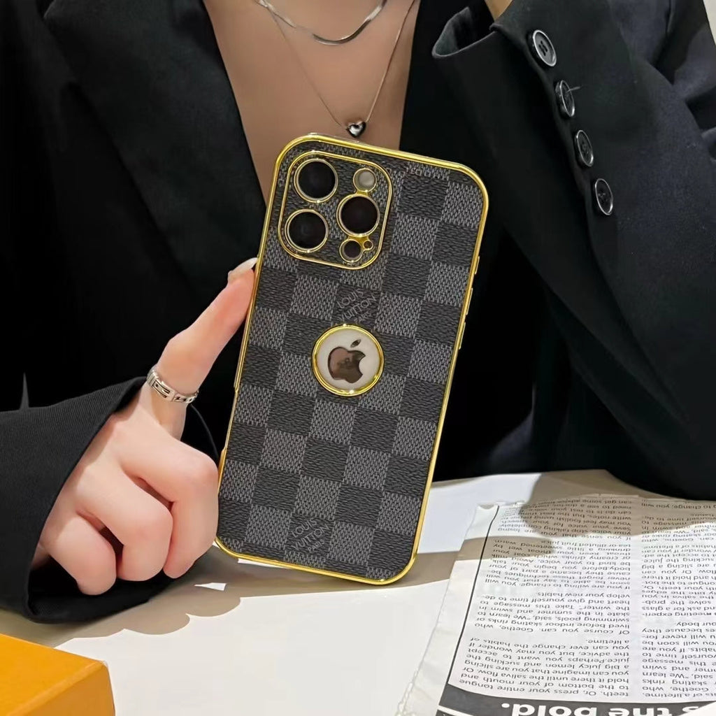 Electroplated Lv Iphone Case Logo Opening For 12 13 14 15 16 Pro Max Plus
