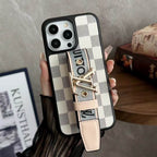 Lv Case Iphone Pro Max Plus 16 / 15 / 14 / 13 / 12 Adjustable Hand Strap Kickstand