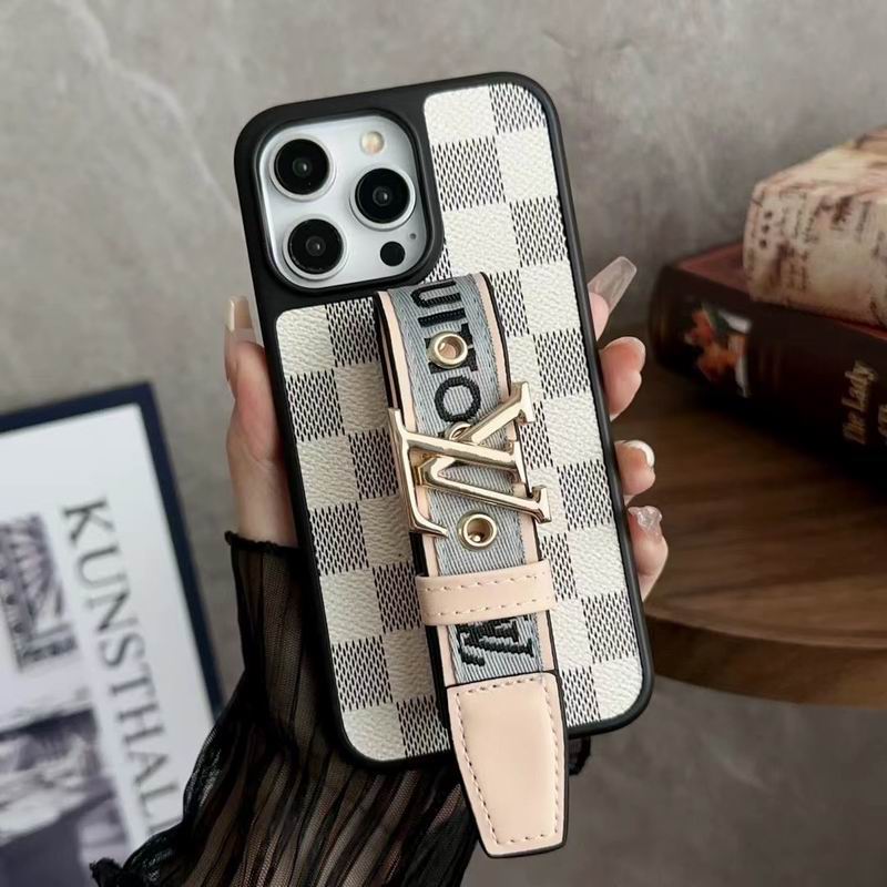 Lv Case Iphone Pro Max Plus 16 / 15 / 14 / 13 / 12 Adjustable Hand Strap Kickstand