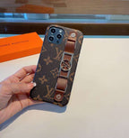 Lv Monogram Iphone Case Brown Hand Strap For 11 12 13 14 15 16 Pro Max
