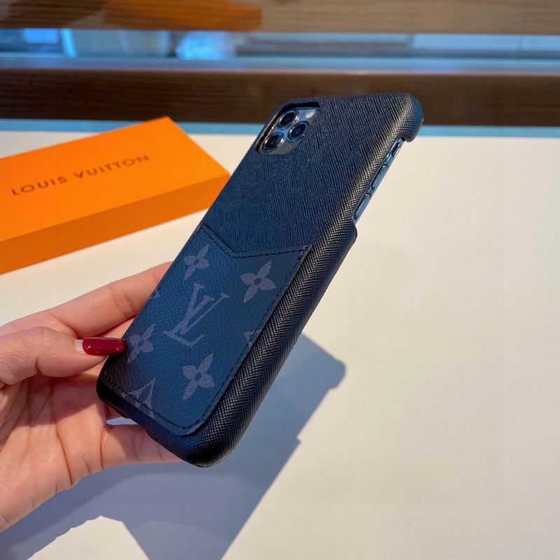 Fashion Lv Iphone Case Black Card Leather Slot For Iphone 12 13 14 15 16 Pro Max Plus