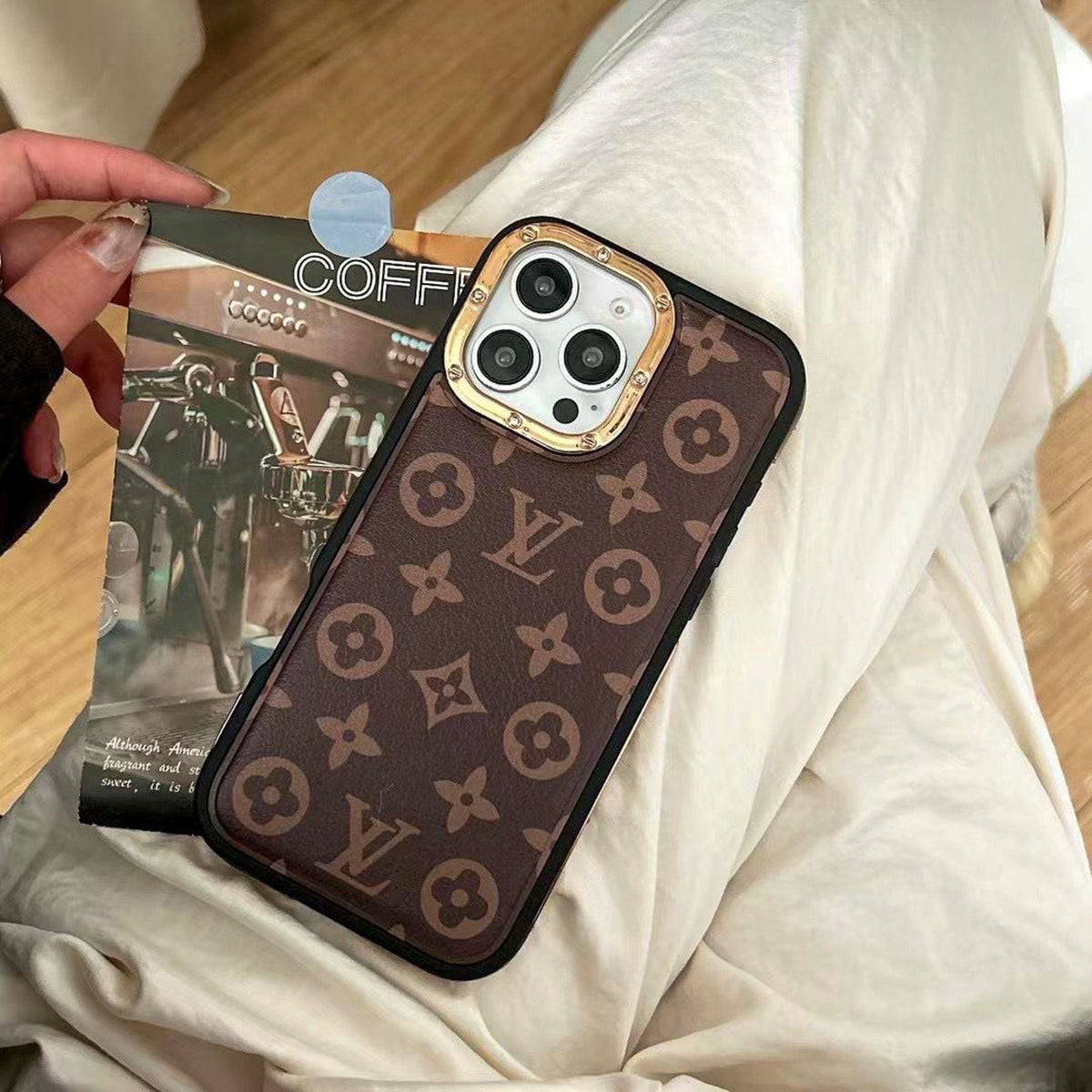 Monogram Luxury Lv Iphone Case For 13-16 Pro Max
