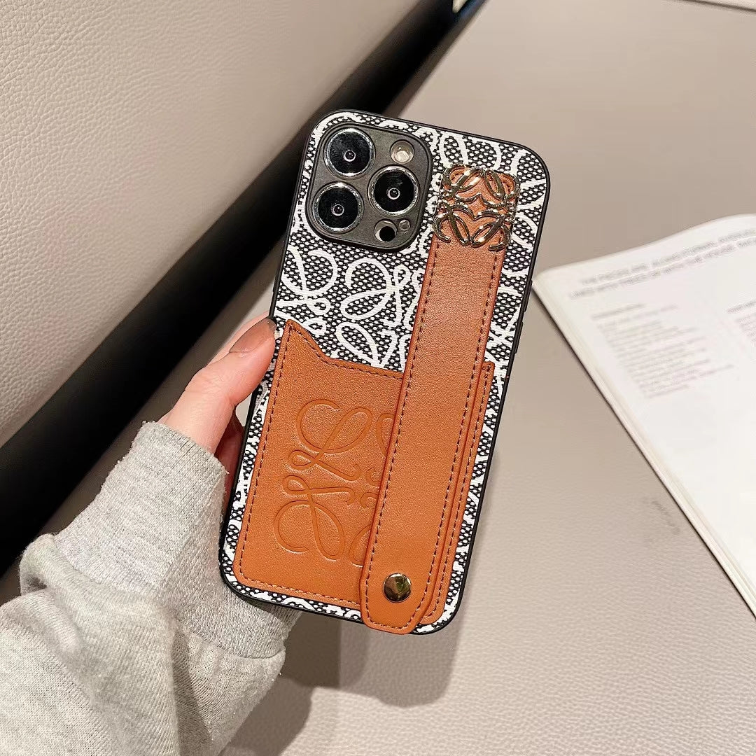 Loewe Phone Case Hand Strap Card Holder For Iphone 12 13 14 Pro Max Plus