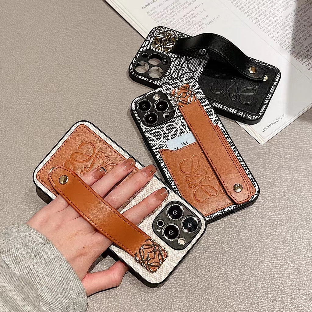 Loewe Phone Case Hand Strap Card Holder For Iphone 12 13 14 Pro Max Plus