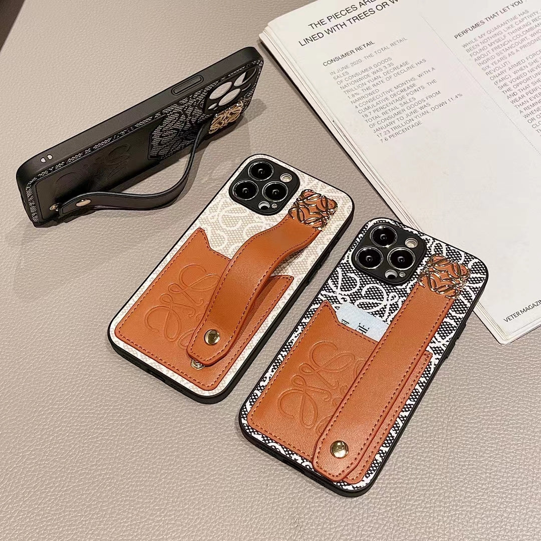 Loewe Phone Case Hand Strap Card Holder For Iphone 12 13 14 Pro Max Plus