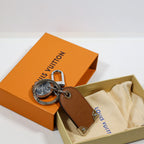 Reverse of brown tag keychain showing plain textured backing