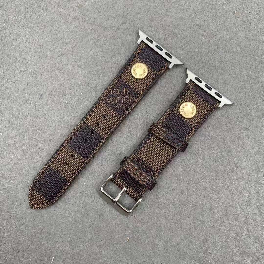 Lv Band For Apple Watch Brown Checkered