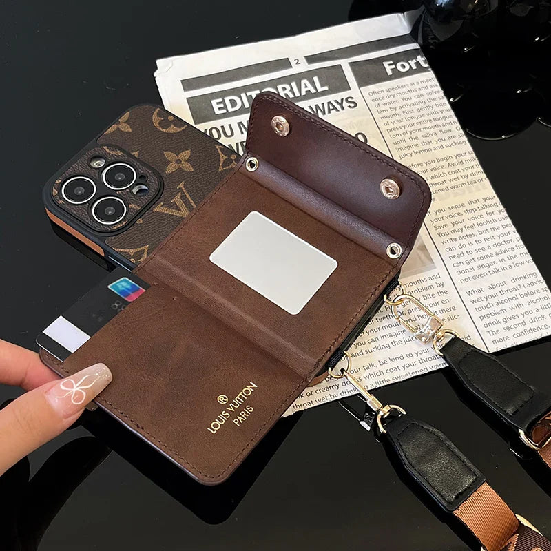 Luxury Phone Wallet Crossbody Style Lanyard For Iphone 12 – 16 Pro Max Plus Series