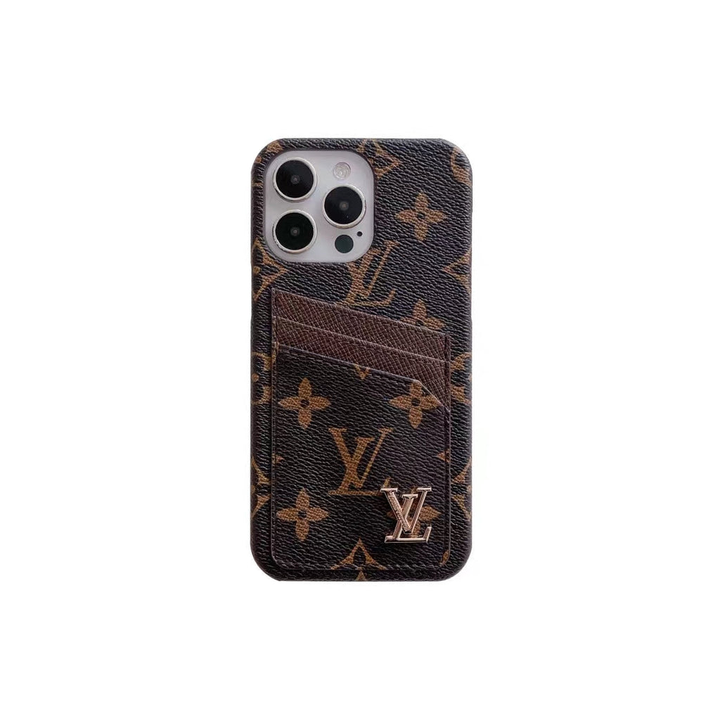Lv Iphone Case Card Slot Accent Color For 11 12 13 14 15 16 Pro Max Plus Series