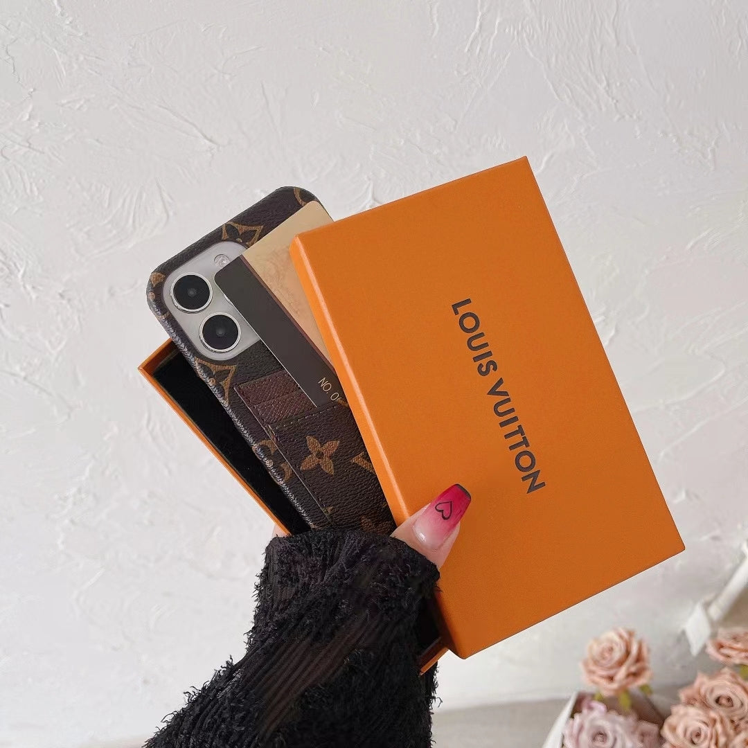 Lv Iphone Case Card Slot Accent Color For 11 12 13 14 15 16 Pro Max Plus Series