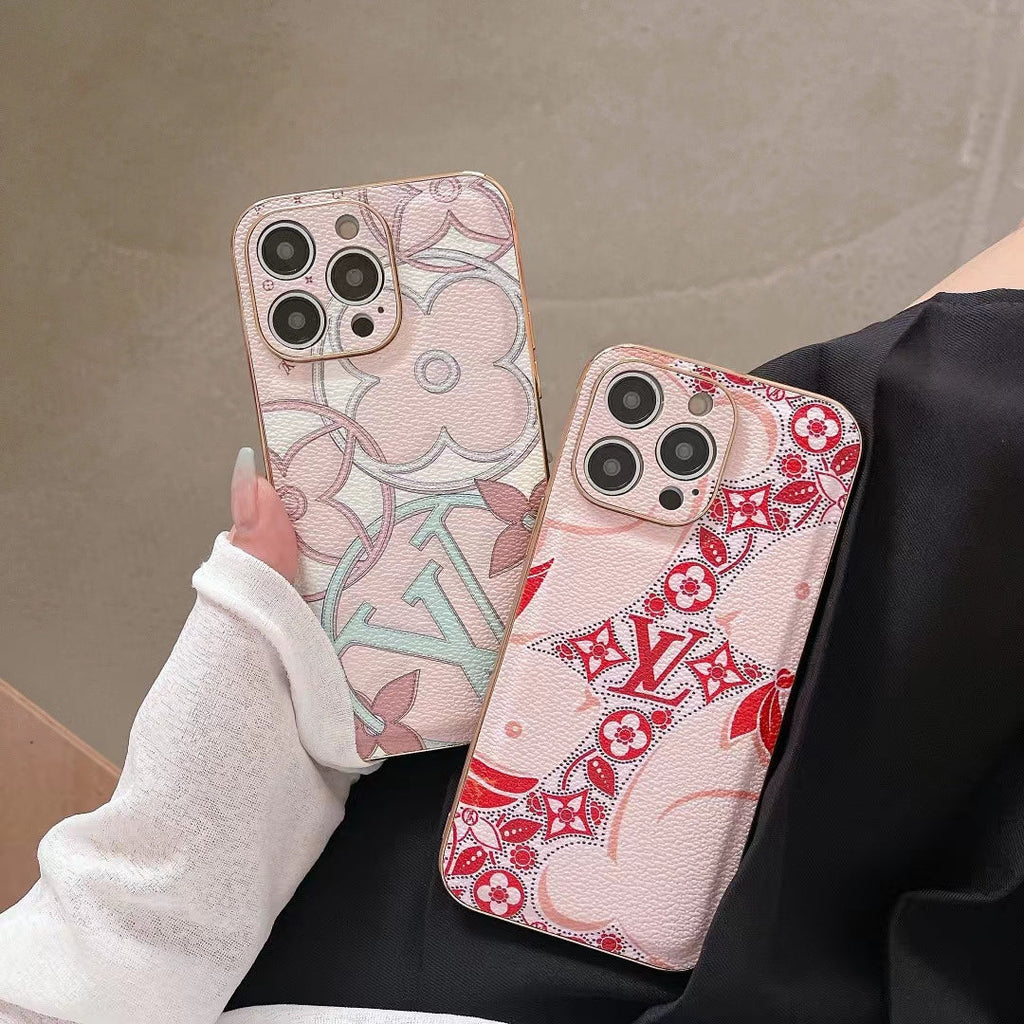 Lv Phone Case For Iphone 12 13 14 15 16 Pro Max Quilted Leather
