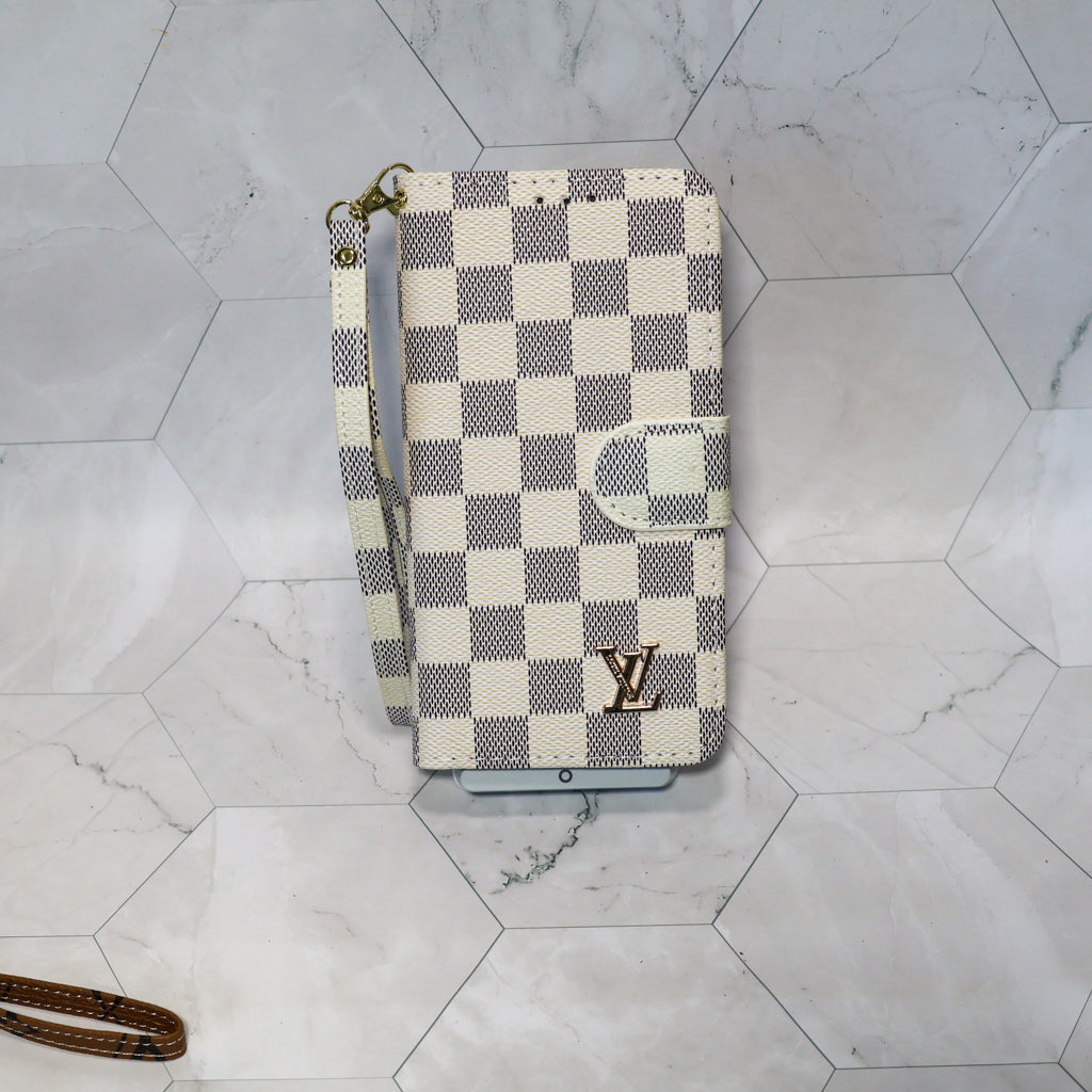 Classic Lv Leather Wallet Iphone Case 12-17 Pro Max Plus Air
