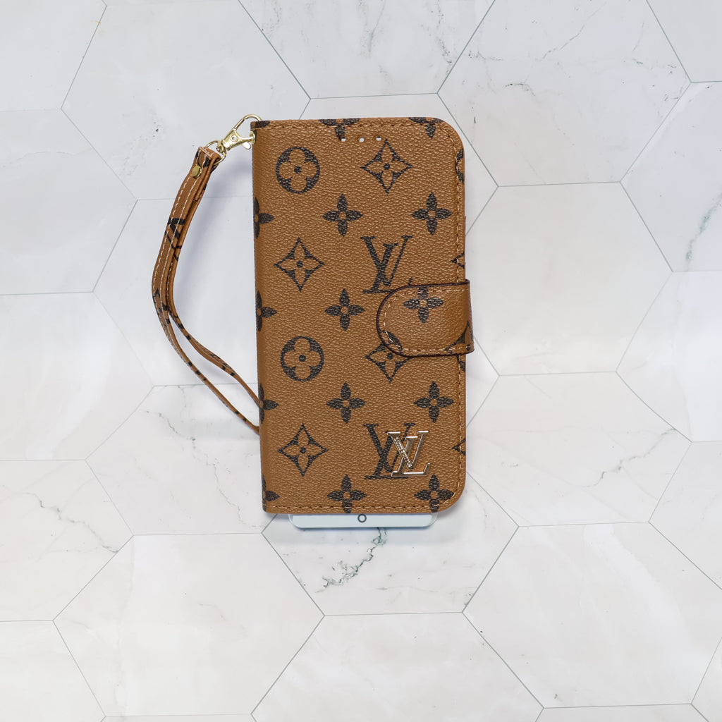Classic Lv Leather Wallet Iphone Case 12-17 Pro Max Plus Air