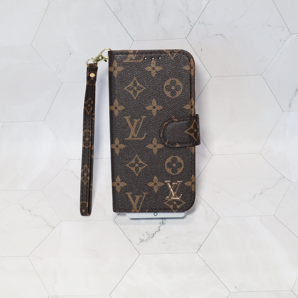 Classic Lv Leather Wallet Iphone Case 12-17 Pro Max Plus Air