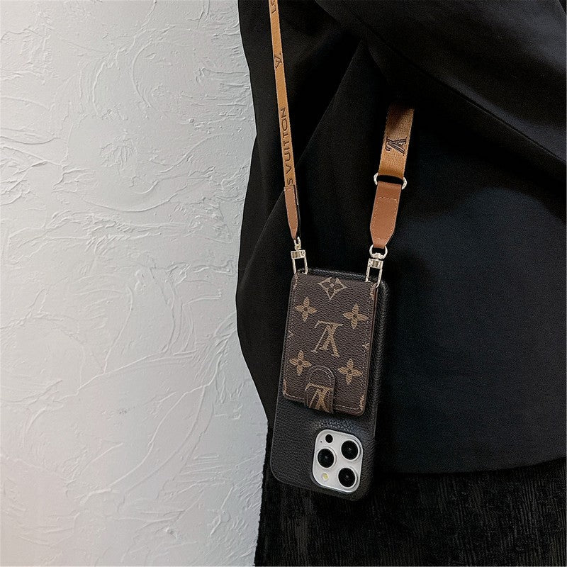 Fashion Cardholder Case Crossbody Strap For Iphone Case