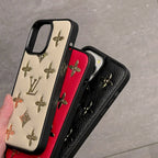 Luxury Golden Monogram Leather Iphone Case