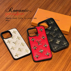 Luxury Golden Monogram Leather Iphone Case