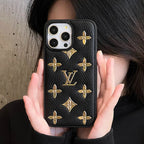 Luxury Golden Monogram Leather Iphone Case