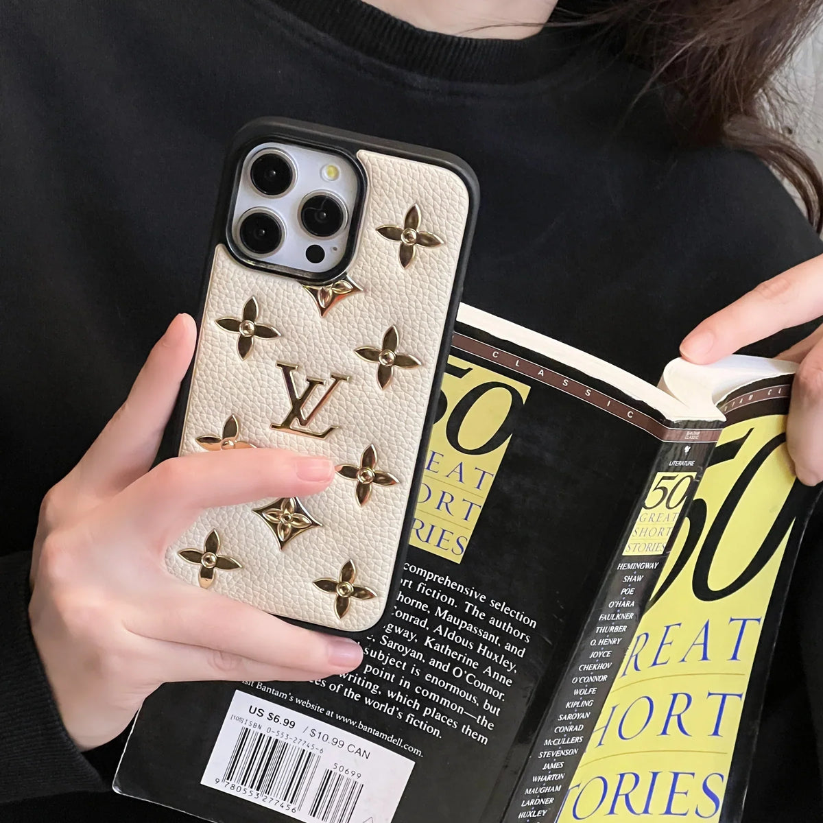 Luxury Golden Monogram Leather Iphone Case