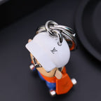 White cap on character keychain shown from above