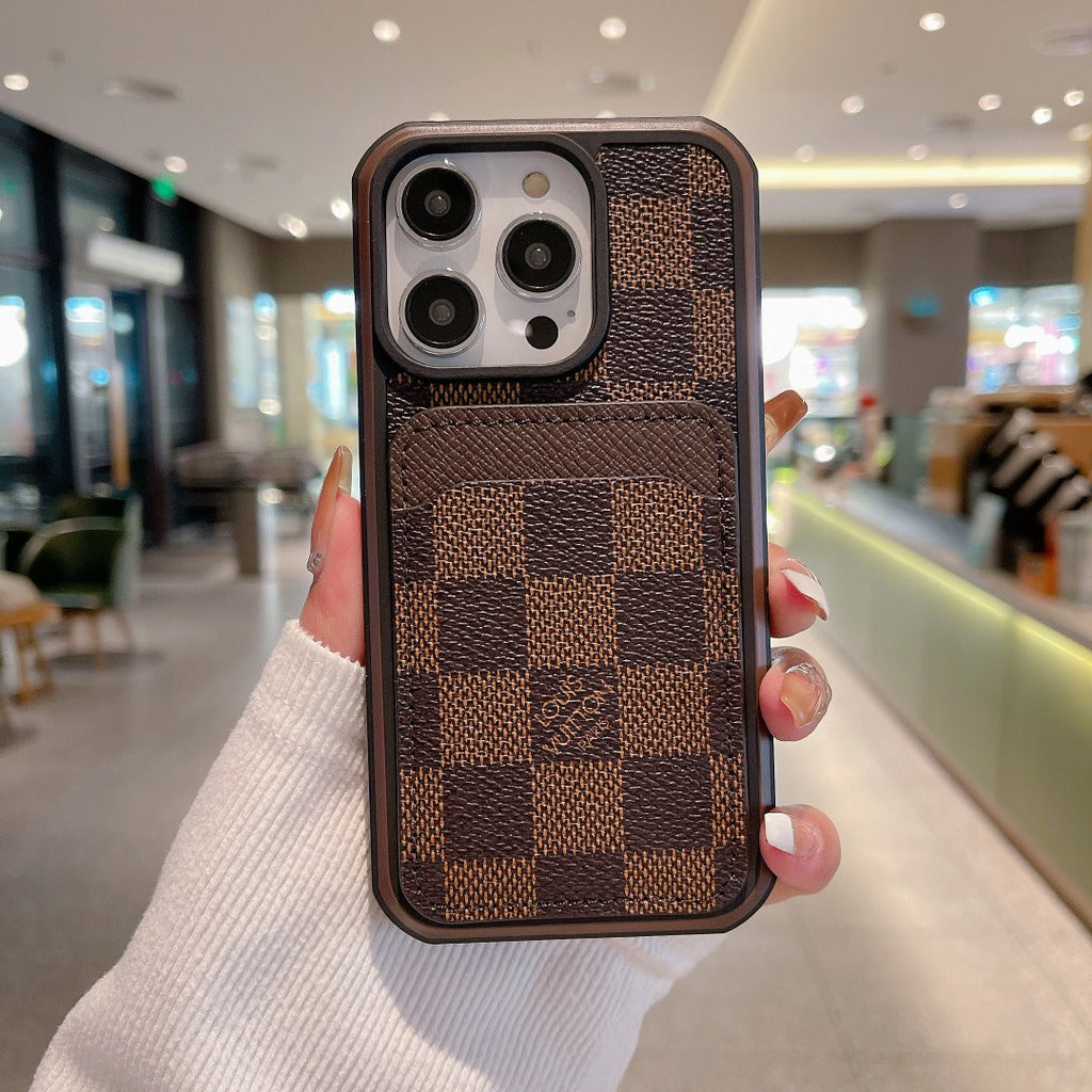 Lv Phone Case Card Holder Fashion Leather For Iphone 12 13 14 15 Pro Max Plus