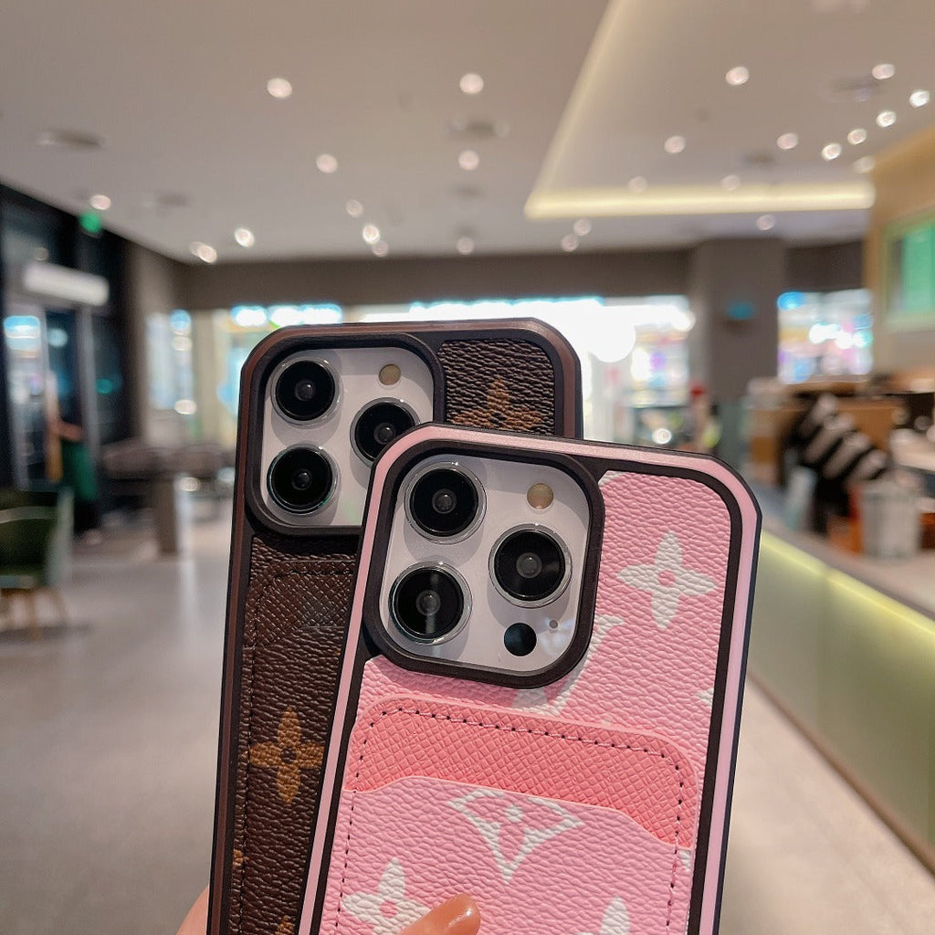 Lv Phone Case Card Holder Fashion Leather For Iphone 12 13 14 15 Pro Max Plus