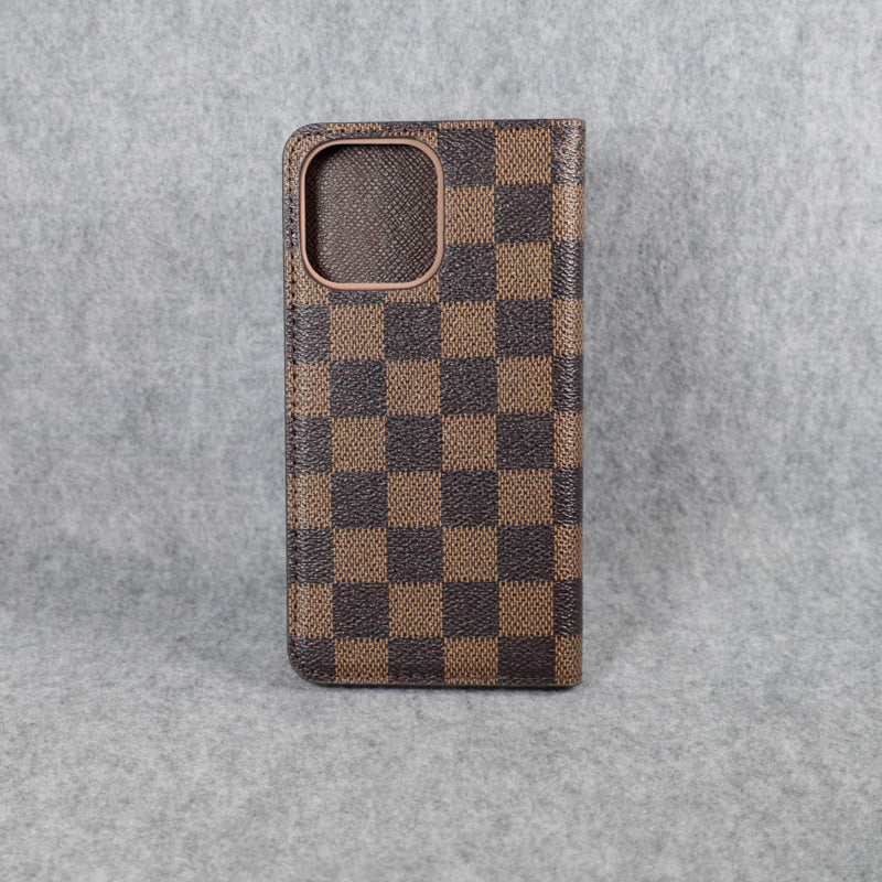 Louis Vuitton Phone Case Wallet For Iphone 11 12 13 14 15 16 Pro Max Plus Brown Checkered