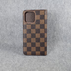 Louis Vuitton Phone Case Wallet For Iphone 11 12 13 14 15 16 Pro Max Plus Brown Checkered