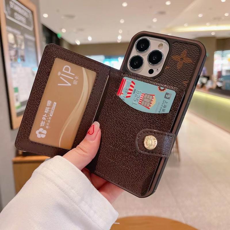 Lv Card Slot Wallet Case For Iphone 12 13 14 15 16 Pro Max Plus