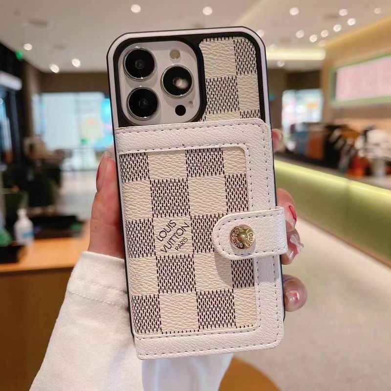 Lv Card Slot Wallet Case For Iphone 12 13 14 15 16 Pro Max Plus