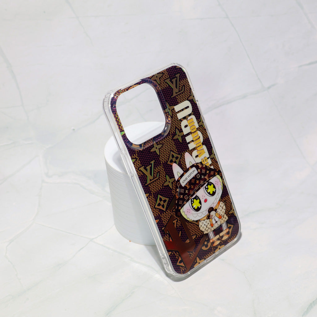 Lv Transparent Phone Case Labubu Monogram Pattern