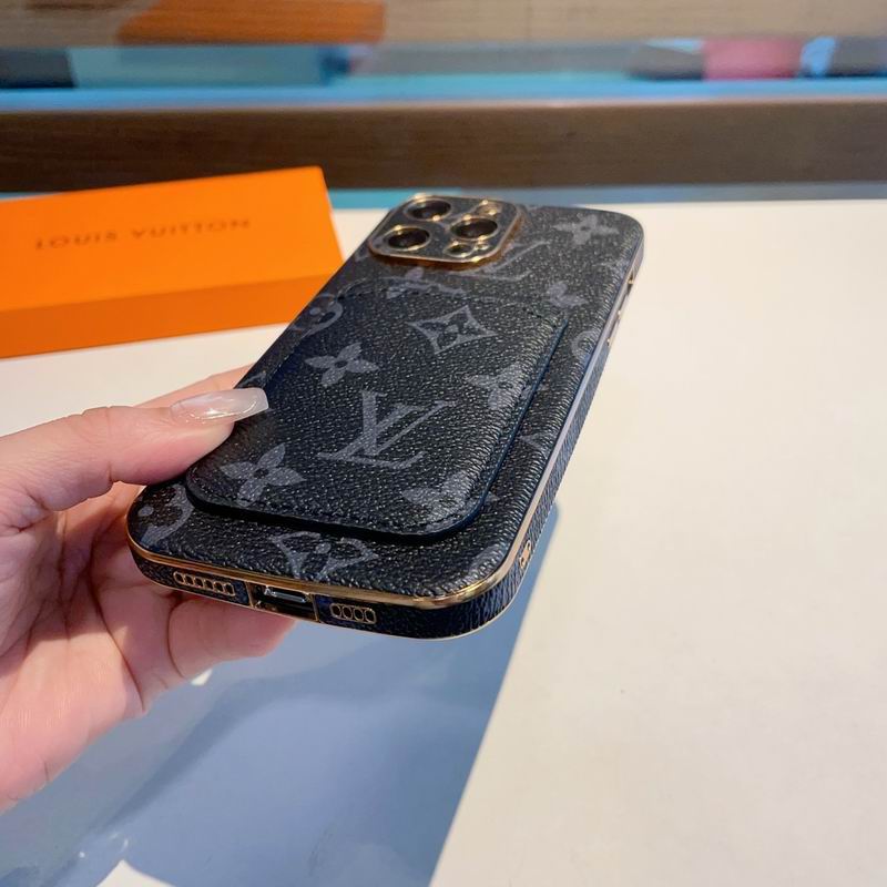 Lv Iphone Case Card Holder Back Cover For Iphone 12 13 14 15 16 Pro Max Plus